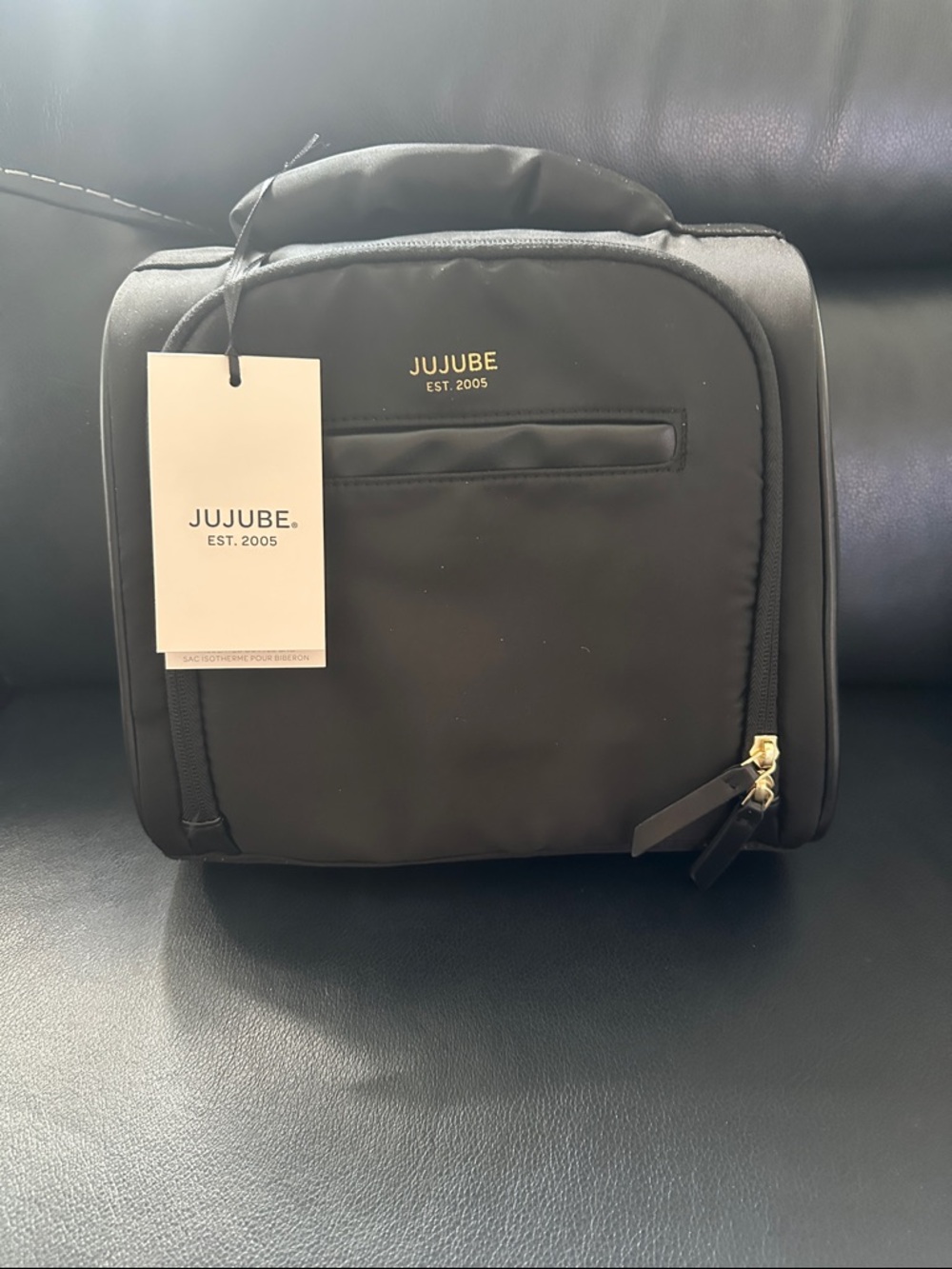 NWT Ju-Ju-Be Black Breastmilk Organizer Bag with Gold Accents